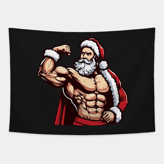 Muscular Santa Daddy Tapestry by ArtFactoryAI