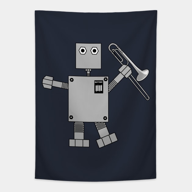 Trombone Robot Tapestry by Barthol Graphics