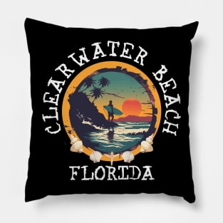 Clearwater Beach - Florida (with White Lettering) Pillow