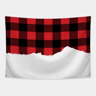 Winter Flannel Plaid Moose Tapestry