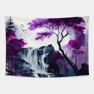 Purple Trees Waterfall Tapestry