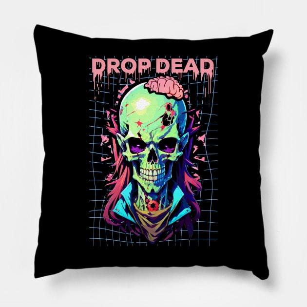 Drop Dead Zombie Brain Streetwear Style 2 Pillow by DeathAnarchy