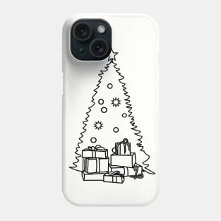 Christmas Tree and Presents Outline Phone Case