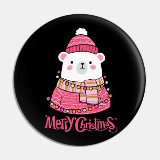 Merry Christmas a cute polar bear ready for the holidays Pin