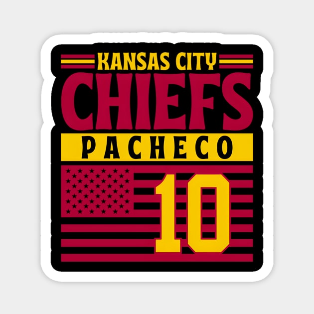 Kansas City Chiefs Pacheco 10 American Flag Football Magnet by linenativ