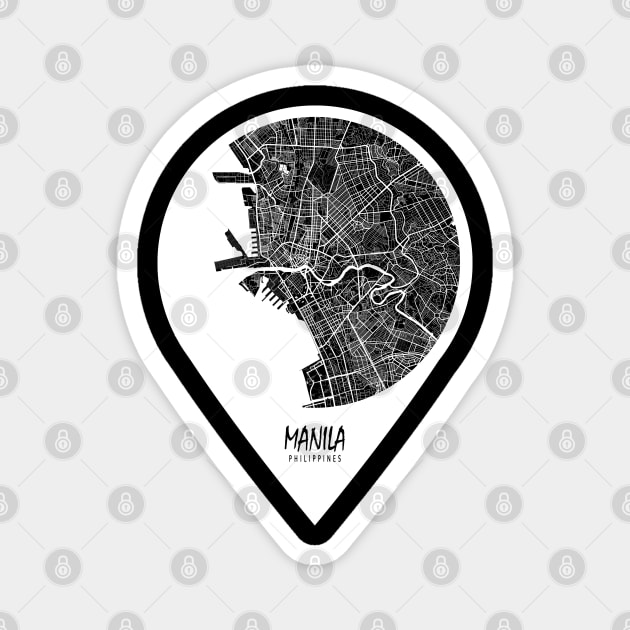 Manila, Philippines City Map - Travel Pin Magnet by deMAP Studio