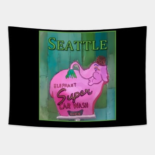 Pink Elephant Neon Sign in Seattle - Welshdesigns Tapestry