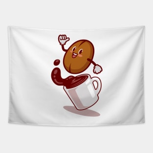 Coffee bean cartoon character Tapestry