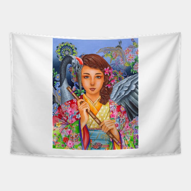 Crane Song Tapestry by MJWilliamArt