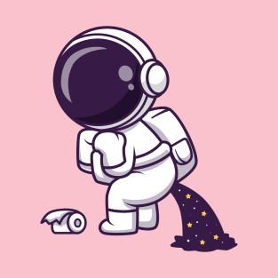 Cute Astronaut Pooping Space Cartoon T-Shirt