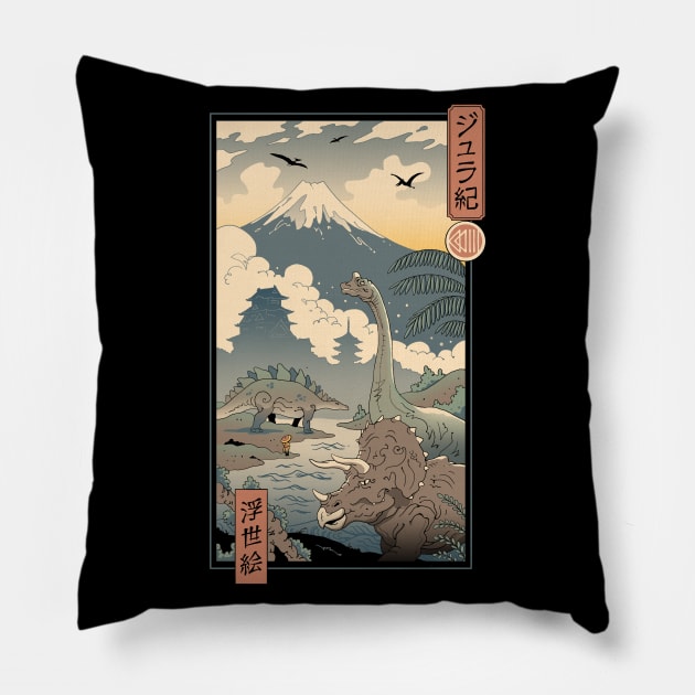 Jurassic Ukiyo-e 1 Pillow by Vincent Trinidad Art