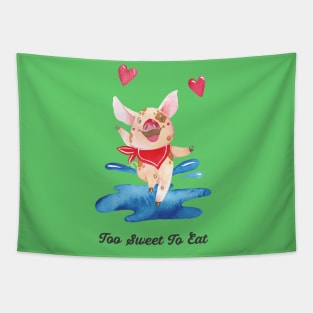 Happy Dancing Vegan Pig Tapestry
