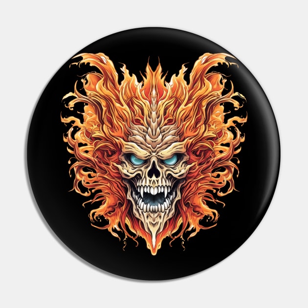 Flaming Skull Pin by David Kincaid Art