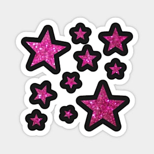 Hot Pink Faux Glitter Stars Magnet