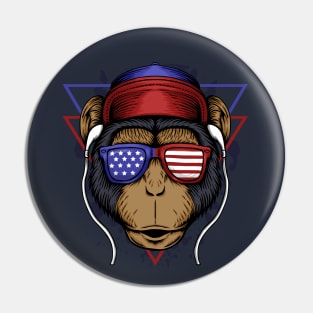 Monkey America flag Pin