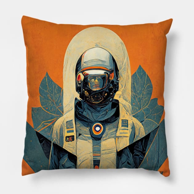 Cosmic Nature Retro Sci Fi Design Pillow by JoshWhiteArt