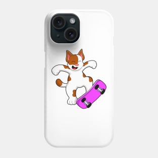 Cat as Skater with Skateboard Phone Case