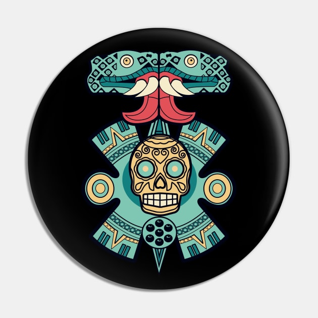 Aztec Empire Art Motif Pin by VinagreShop