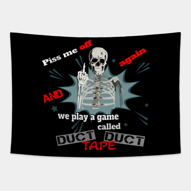 Skeleton duct tape Tapestry by DnJ Designs