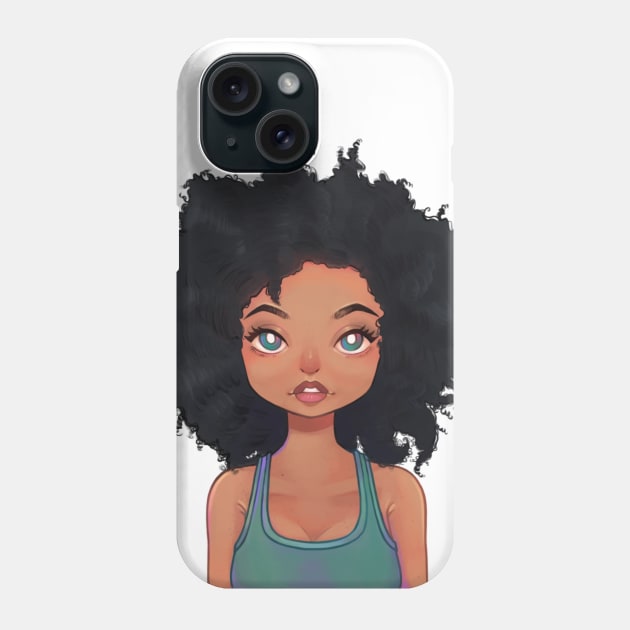 Green Eyed Afro Black Woman Phone Case by NaturallyBlack