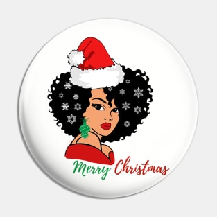 Black Woman Santa, Black Mrs Santa Claus, African American Santa, Merry Christmas Pin