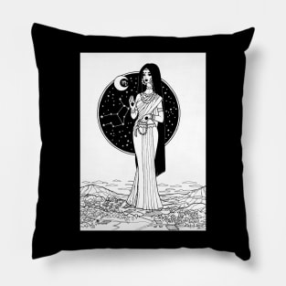 Indian Virgo In Black Design Pillow