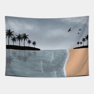 Sandy beach and cloudy skies Tapestry