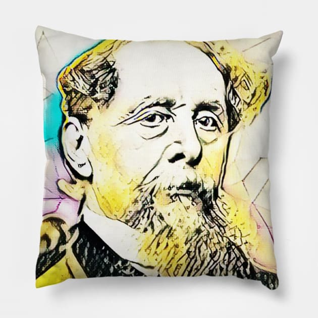 Charles Dickens Portrait | Charles Dickens Artwork 2 Pillow by JustLit