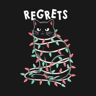 Black Cat Tangled Up on Christmas Lights by Tobe Fonseca T-Shirt