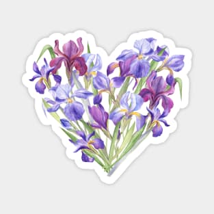 Iris Flowers Heart Magnet