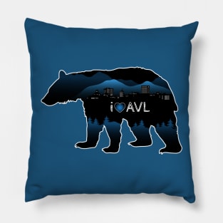 I Love AVL - Black Bear Cityscape - BlueBG 25 Pillow