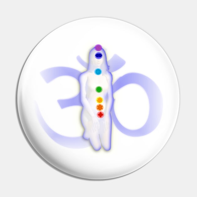 Chakra Mediation-White with OM Pin by m2inspiration