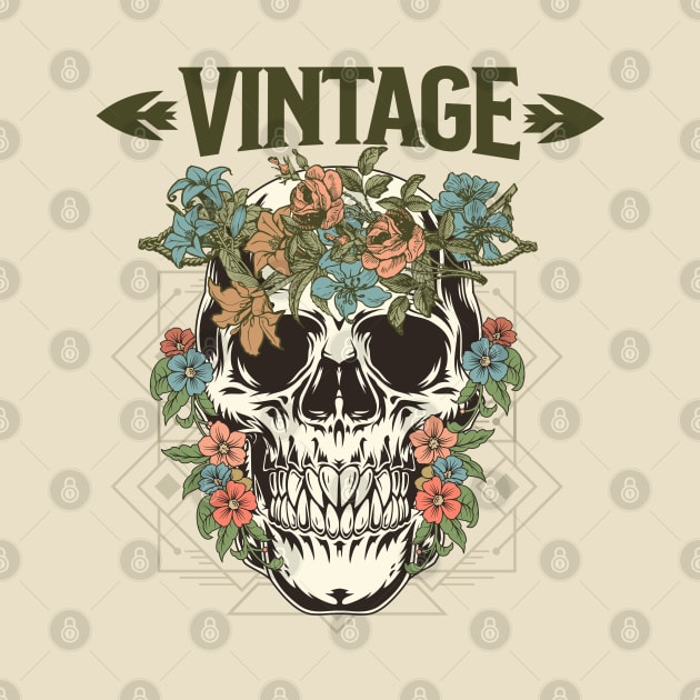 Blooming SKull Vintage Shirt by IncpetionWear