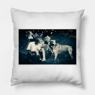 Weekend Camping (blue sepia) Pillow