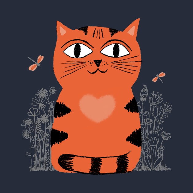 Bright Eyed Orange Kitty With Big Heart In The Garden by LittleBunnySunshine