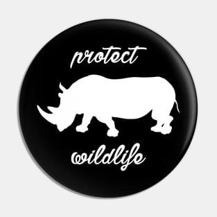 protect wildlife - rhino Pin