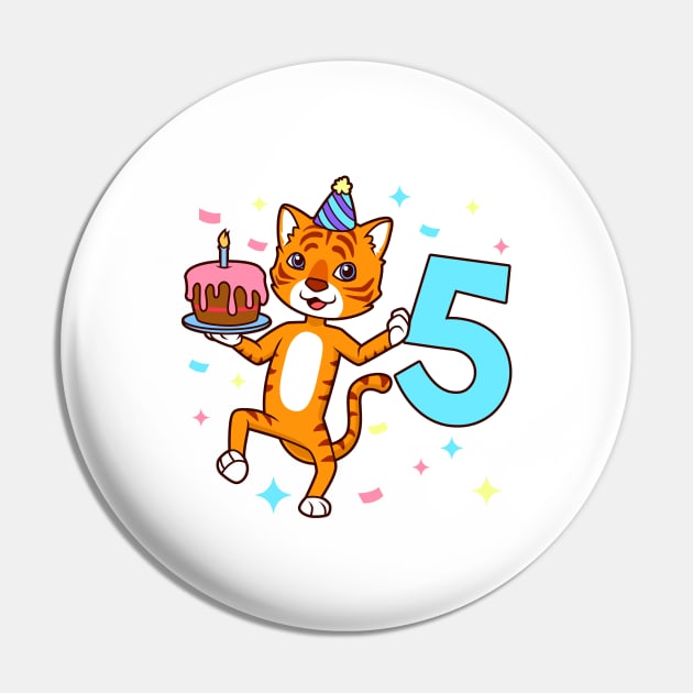 I am 5 with tiger - boy birthday 5 years old Pin by Modern Medieval Design