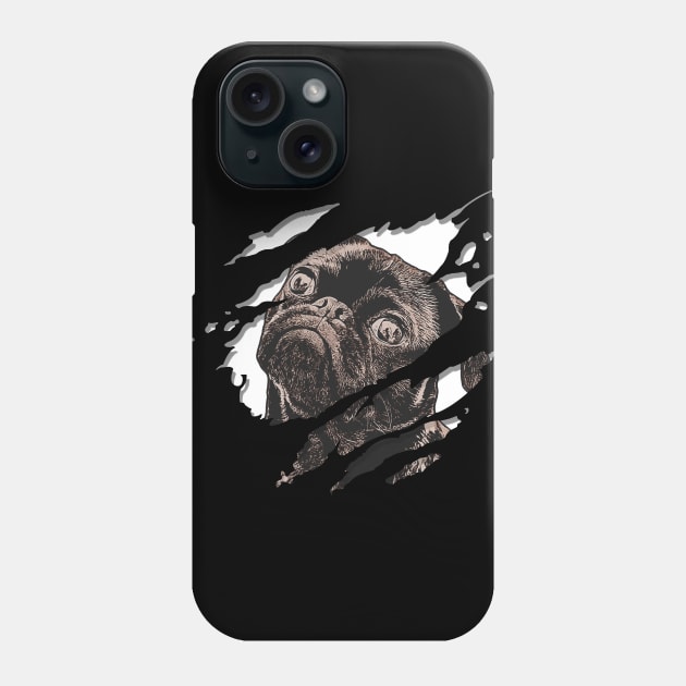 Pug Lovers Ripped Design Style Phone Case by Rebrand