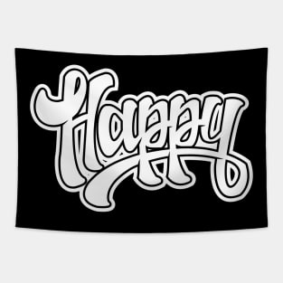 happy hand lettering t-shirt Tapestry