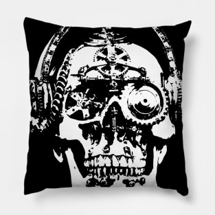 Steampunk Mechanical Skull graphic Pillow