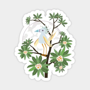 Exotic Bird Moon & Plumeria Tree Magnet