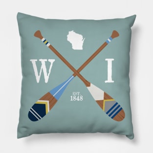 Paddle WI, Wisconsin Lake Life Painted Oars Pillow