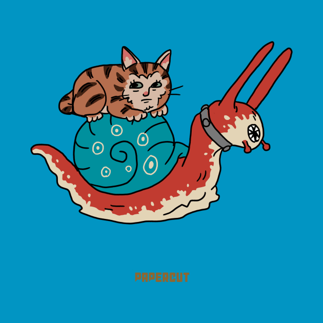 Creepy Cat on Snail by EstudiosPapercut