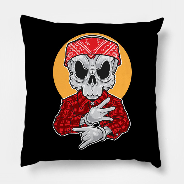 gangsta skull gangsta pillow teepublic