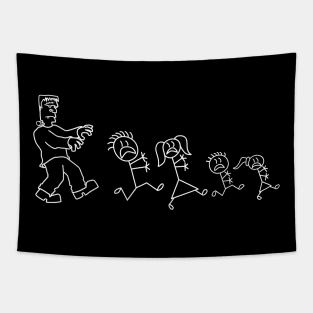 Frankenstein chases stick family Tapestry