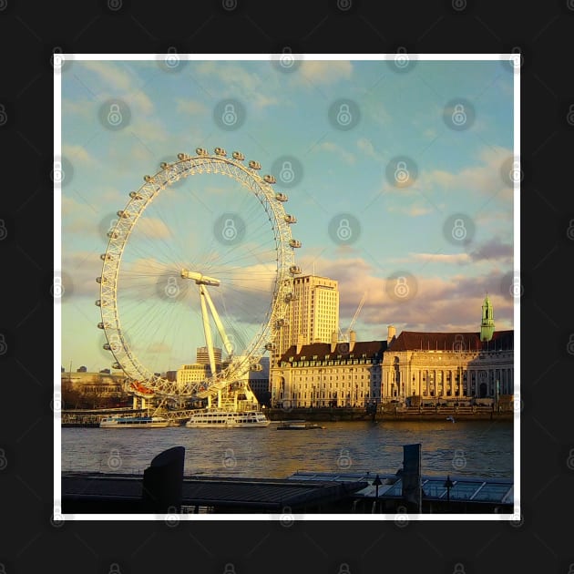 London Eye photography beautiful blue sky with clouds famous city by BoogieCreates