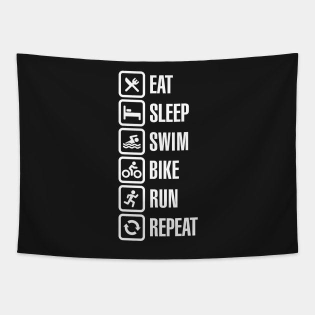 Eat sleep swim bike run repeat - triathlon Tapestry by LaundryFactory