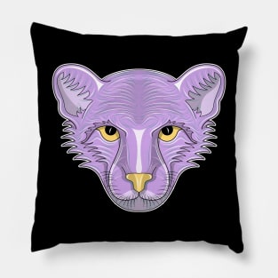 purple cheetah cartoon face Pillow