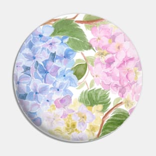 Watercolour Hydrangea Circle Pin