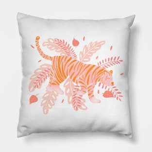 Pink and orange tiger Pillow